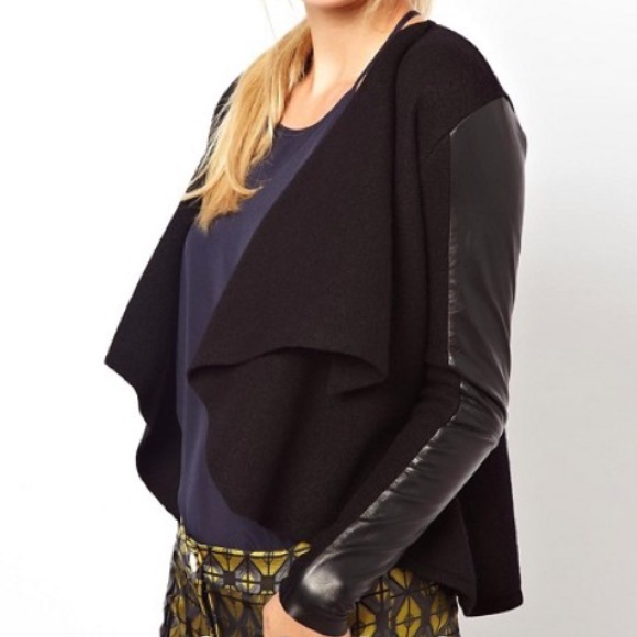 Ted Baker London Sweaters - Ted Baker Wool & Leather Cardigan